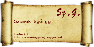 Szamek György névjegykártya